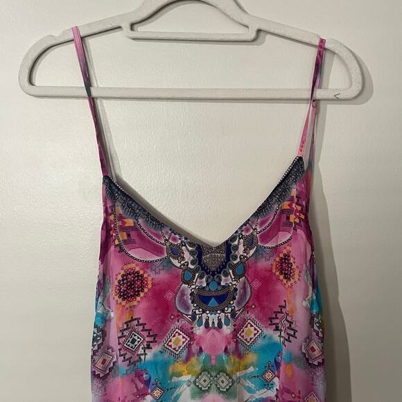 Moda Baronessa Women’s Ponce Dress S Pink 100% Silk Bohemian Colorful Artsy NWT - Picture 4 of 10